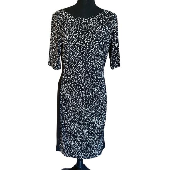 Lauren Ralph Lauren Black & White Animal Print Sheath Dress Size 8 - Picture 3 of 10